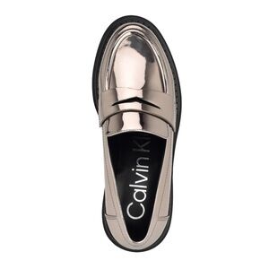 Calvin Klein Women's Shiny Silver Loafers